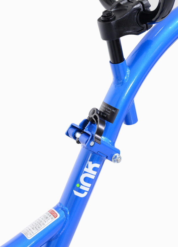 Close-up of Blue tag-along bike
